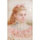 A Kainier Lund - Head and shoulders portrait of a young girl, oil on canvas, signed lower left,