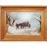 Thomas Smythe (1825-1906) - Figures with horse and cart in a winter landscape, oil on canvas,