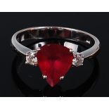 An 18ct white gold, ruby and diamond ring,