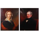 19th century English school - Matched pair; Half-length portrait of a lady and gentleman,