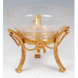 A good quality French gilt metal and crystal glass table centre bowl, possibly by Baccarat,