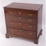 An early George III mahogany chest, having brushing slide over four long graduated drawers,