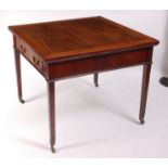 A mahogany drawleaf table, Georgian and later adapted, having two frieze drawers,