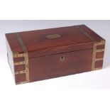 A mid-19th century mahogany and brass bound campaign writing box,