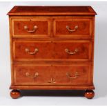 A burr walnut and crossbanded chest, in the Queen Anne style,