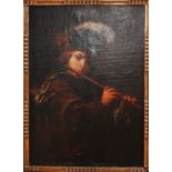 After Rembrandt - Shepherd with flute, oil on canvas laid on oak panel,