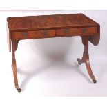 A Regency period mahogany and rosewood crossbanded sofa table,