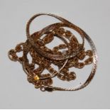 A modern 9ct gold fancy link necklace together with one other modern 9ct gold flat link necklace,