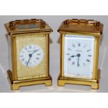 A modern lacquered brass cased carriage clock,