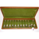 A cased set of twelve commemorative silver teaspoons for the Royal Horticultural Society