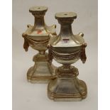 A pair of gilt painted wooden table lamp bases,