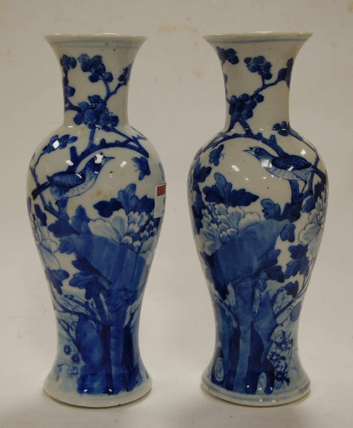 A pair of Chinese export stoneware blue and white vases of baluster form, - Image 2 of 8