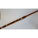 A Martin James Greaves three piece split cane fly fishing rod;