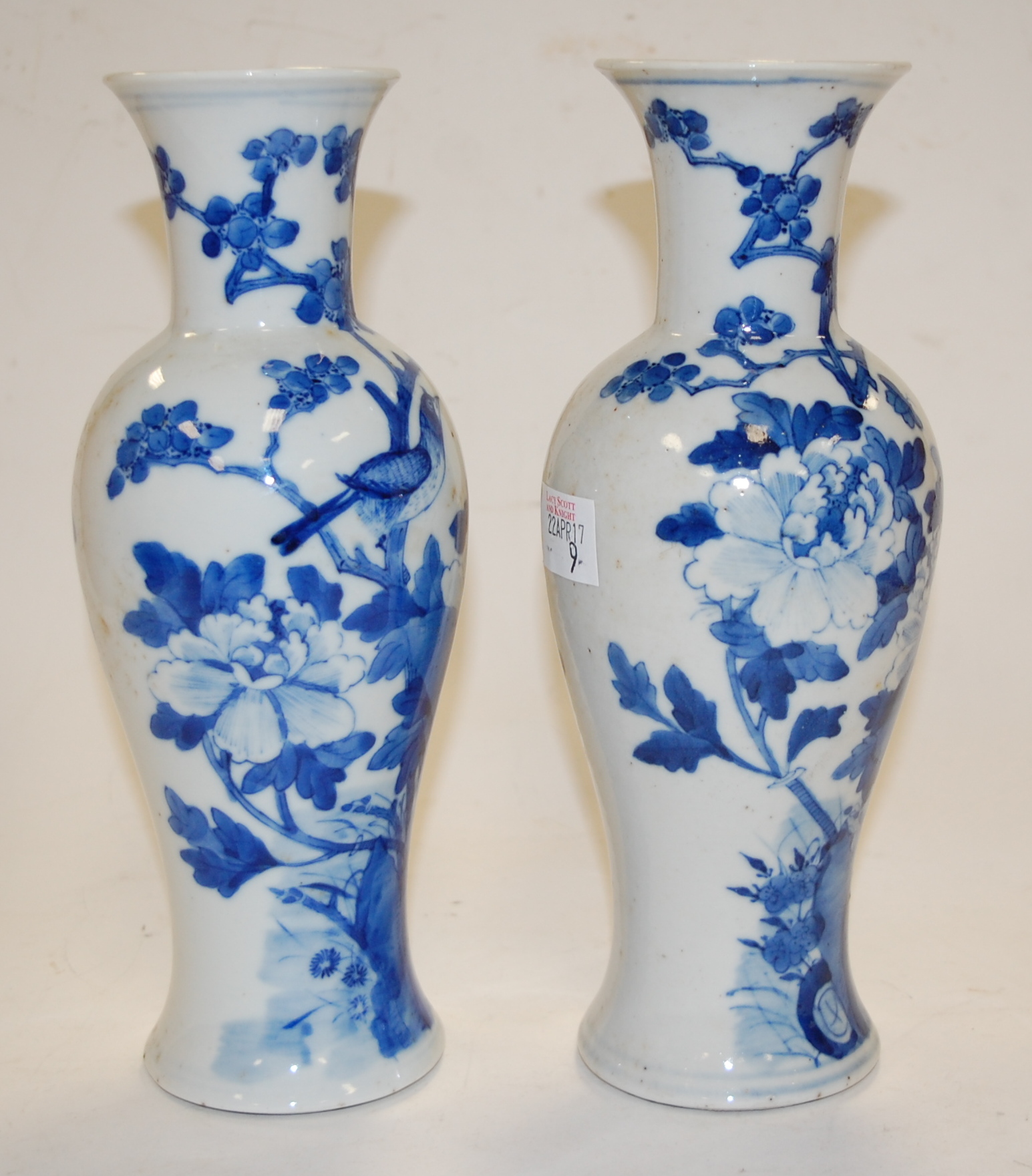 A pair of Chinese export stoneware blue and white vases of baluster form, - Image 5 of 8