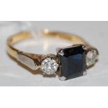 An Edwardian style 18ct gold sapphire and diamond set ring,