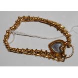 A Victorian pinchbeck mourning bracelet with heart shaped padlock clasp,
