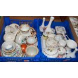 Two boxes of miscellaneous china to include a small Wedgwood Hathaway Rose bottle vase,