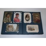 A postcard album and contents principally being greetings cards and humorous examples