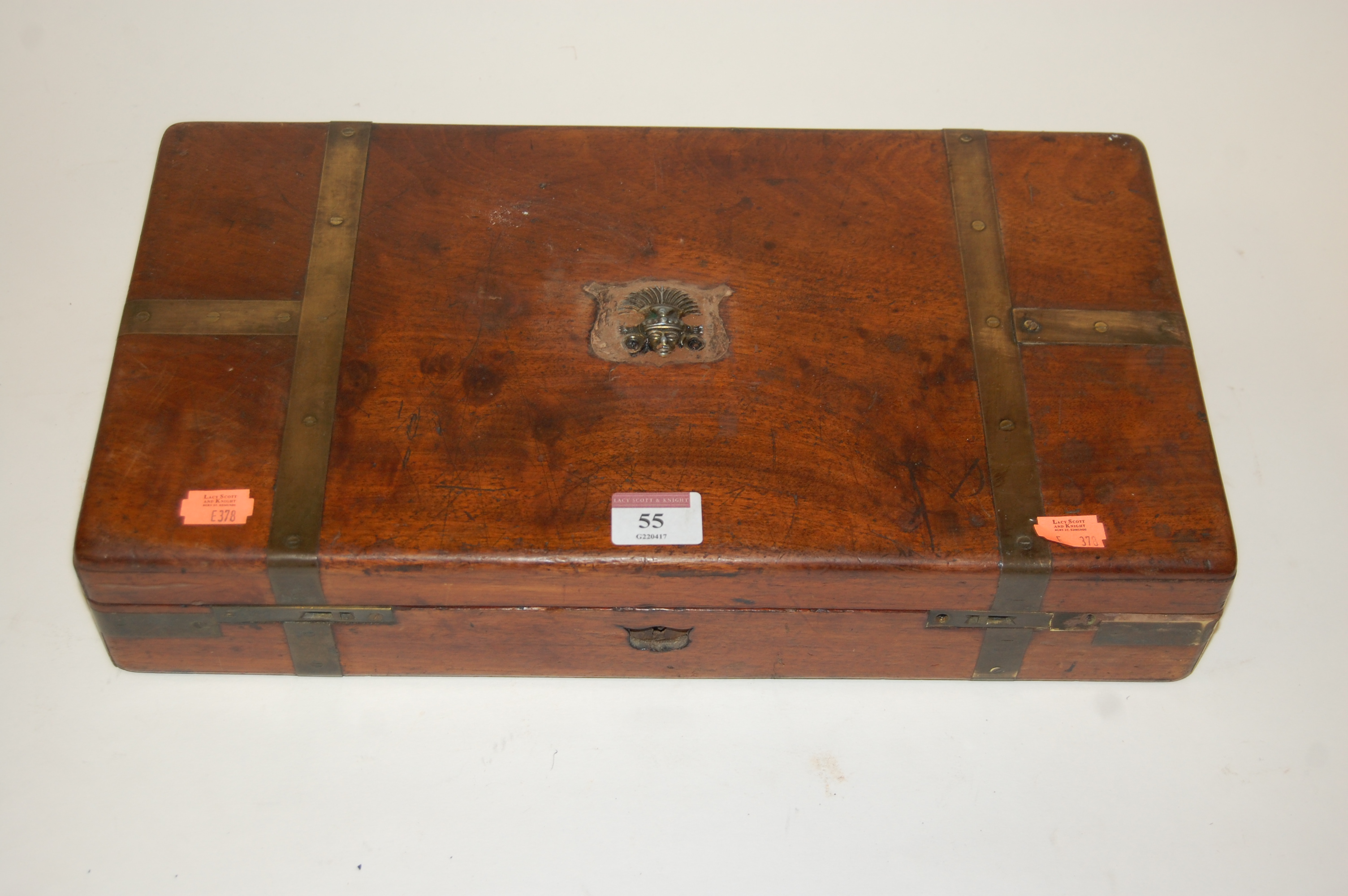 A 19th century mahogany and brass bound campaign box Condition Report / Extra Information