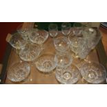 A box of miscellaneous cut glassware to include;