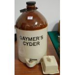 A Gaymer's Cyder stoneware barrel,