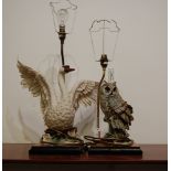 A large modern Florence limited edition resin figural table lamp base in the form of a swan, No.