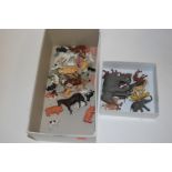 A box of assorted plastic animal figures to include Britains