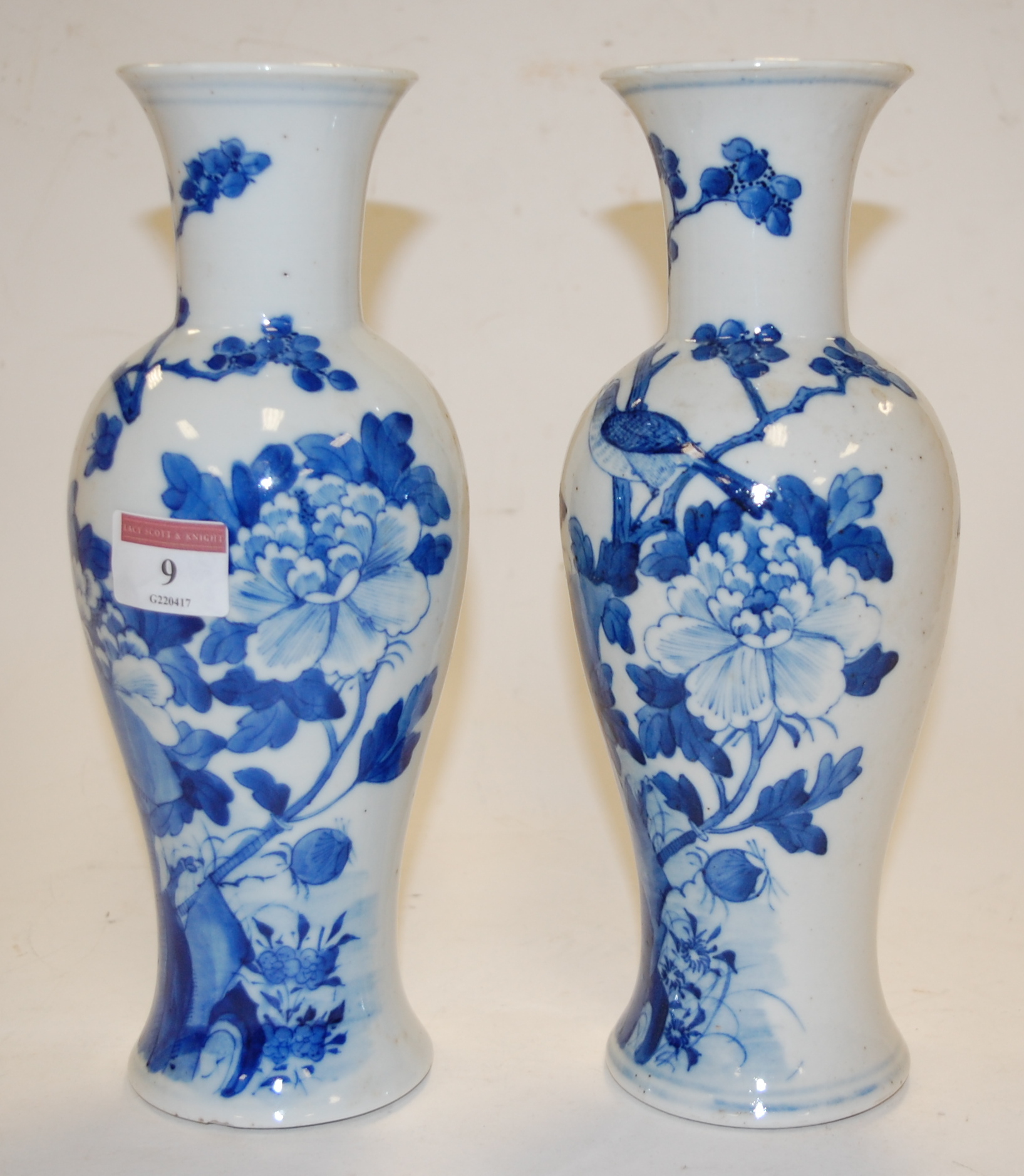 A pair of Chinese export stoneware blue and white vases of baluster form, - Image 3 of 8