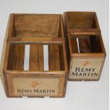 A set of four hardwood crates each bearing label for Remy Martin Fine Champagne Cognac