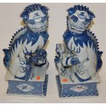 A pair reproduction Chinese blue & white fo dogs (a/f),