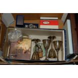 A small collection of miscellaneous items to include; silver plated goblets,