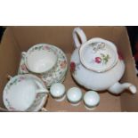 A Royal Albert Royal Canadian rose pattern teapot and cover together with Mintons Haddon Hall