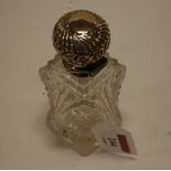A late Victorian hobnail cut glass and silver mounted scent bottle and stopper