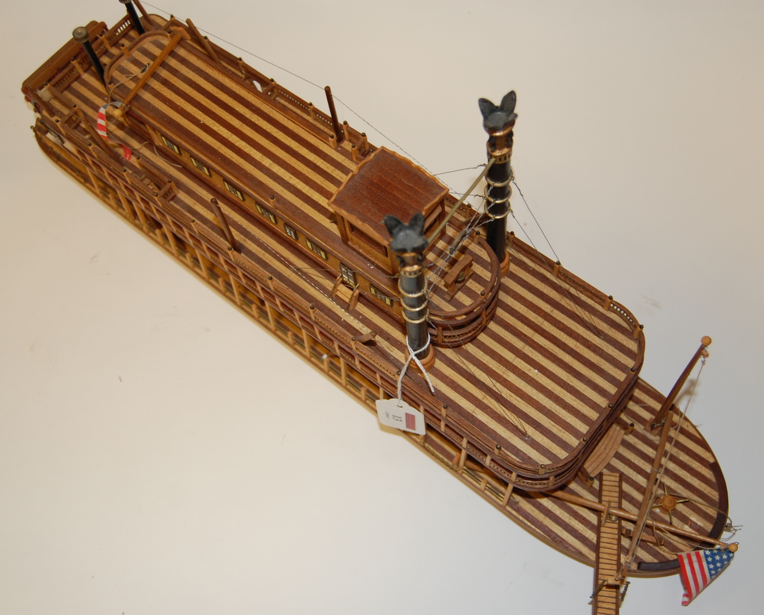 A scratch-built wooden model of an American steamship 'The King of the Mississippi', w.