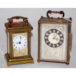 A late 19th century brass cased carriage clock,