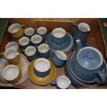 A box of assorted Denby teawares