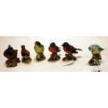 A collection of six Beswick bird figures to include; Bullfinch, Blue Tit, 2x Chaffinch, Greenfinch,