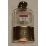 A George V silver mounted glass hip flask,