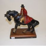 A painted spelter model of a highwayman on horseback,