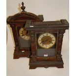 A late 19th century Continental stained pine cased mantel clock,
