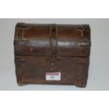 An early 20th century Indian dome topped metal bound casket
