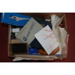 A box of various miscellaneous items to include Matchbox Bedford cement truck,