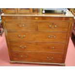 A mid-19th century mahogany and satinwood inlaid squarefront chest of two short over three long