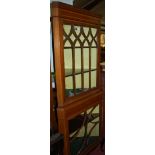 An Edwardian mahogany, satinwood inlaid and boxwood strung freestanding corner cabinet,