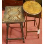 An early 20th century low relief carved oak occasional table,