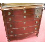 A French Empire style mahogany breakfront chest of four long graduated drawers,