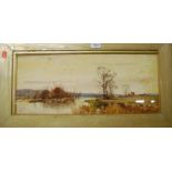 J Leslie - An East Anglian landscape watercolour, signed lower right,