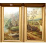 Circa 1900 English school - pair river landscape scenes;