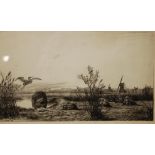 An etching of Wicken Fen, and a view of the River Stour,