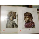 I Kirabiriza - African portraits, pair of watercolours, each signed lower left,